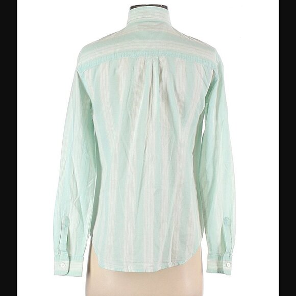 Loft Button Down Shirt Mint Green White Stripes - Picture 2 of 14